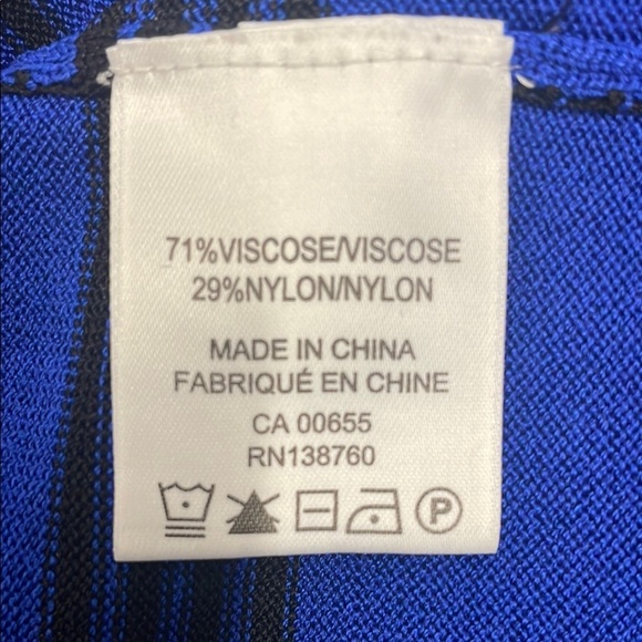 Elegant Striped Sweater in Blue Black & White 3/4 Bell Sleeves Boat Neck Size S - Picture 10 of 12